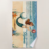  zeemeermin gepersonaliseerd strandlaken (Voorkant)