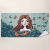  zeemeermin gepersonaliseerd strandlaken (Voorkant)