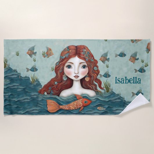 zeemeermin gepersonaliseerd strandlaken (Voorkant)