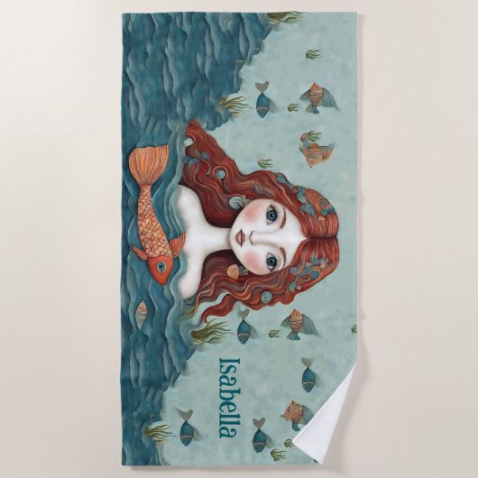  zeemeermin gepersonaliseerd strandlaken (Voorkant)