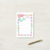 Zeemeermin gepersonaliseerde mitswa post-it® notes (Op bureau)