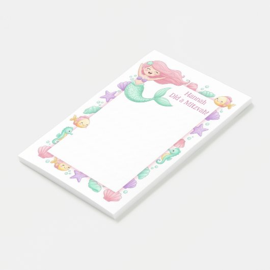 Zeemeermin gepersonaliseerde mitswa post-it® notes (Schuin)