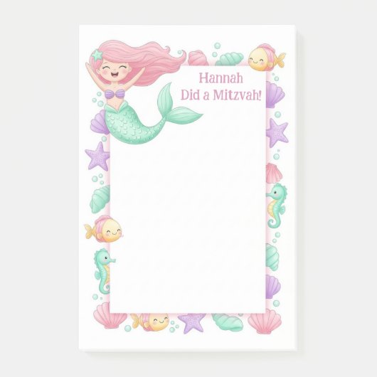 Zeemeermin gepersonaliseerde mitswa post-it® notes (Voorkant)