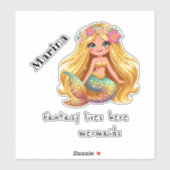 Zeemeermin gepersonaliseerde naam sticker set (Vel)