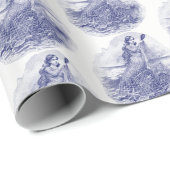 zeemeermin gevangen in net, zeesterschelp blauw cadeaupapier (Rol Hoek)