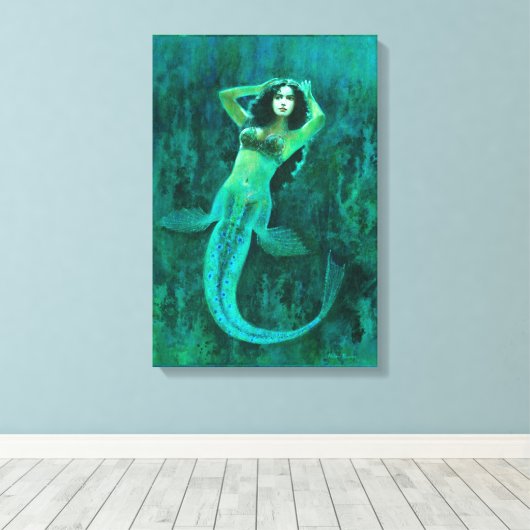  zeemeermin gewikkelde cava's canvas afdruk (Insitu (Houten vloer))