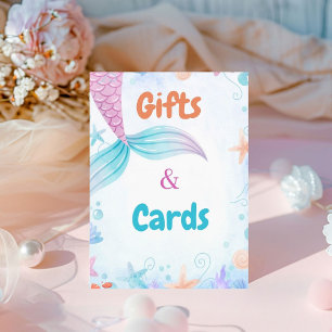 Zeemeermin Gift en Kaart Verjaardag Baby shower Gu Reclamebord Met Voetstuk