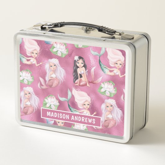 Zeemeermin Girly Chic Metallic Pink Gepersonalisee (Achterkant)