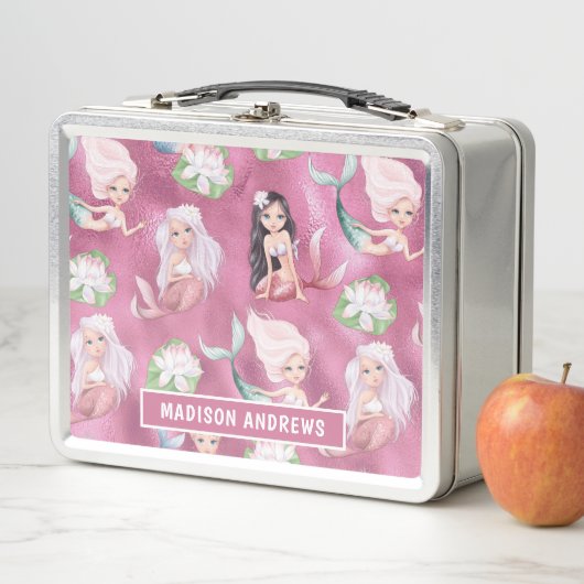 Zeemeermin Girly Chic Metallic Pink Gepersonalisee (In situ)