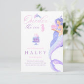 Zeemeermin Girly Oneder het zee 1e Baby Verjaardag Kaart (Staand voorkant)