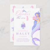 Zeemeermin Girly Oneder het zee 1e Baby Verjaardag Kaart (Voorkant / Achterkant)