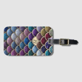 Zeemeermin glam glitterschalen bagagelabel (Voorkant (horizontaal))