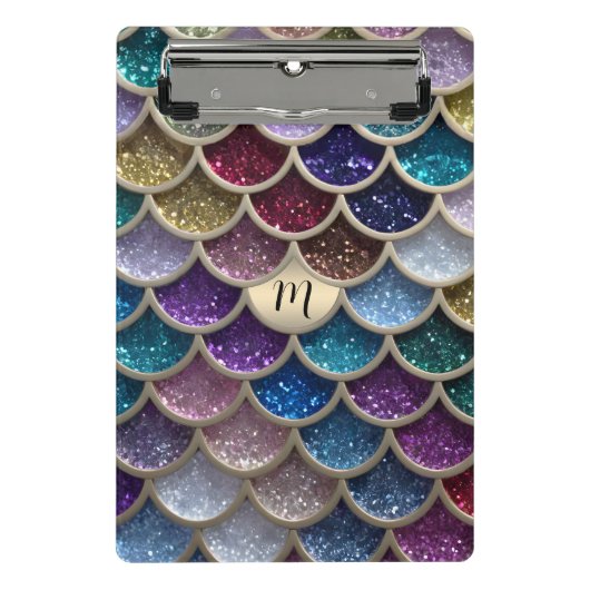 Zeemeermin glam glitterschalen mini klembord (Voorkant)