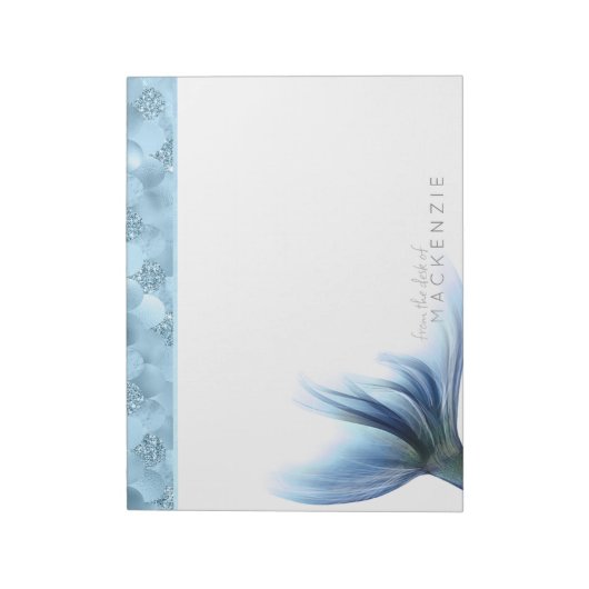Zeemeermin Glam Tail | Dusty Ice Blue Luster Custo Notitieblok (Linkerzijde)