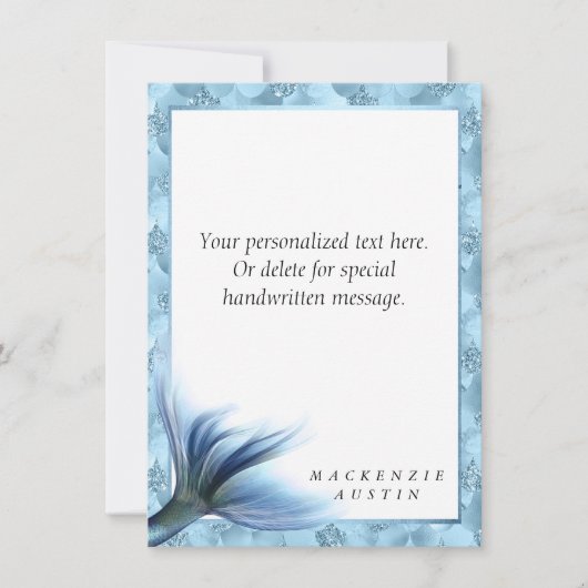 Zeemeermin Glam Tail | Dusty Ice Blue Luster Custo Notitiekaartje (Voorkant)