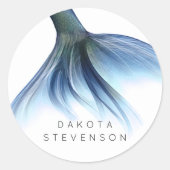 Zeemeermin Glam Tail | Dusty Ice Blue Luster Custo Ronde Sticker (Voorkant)