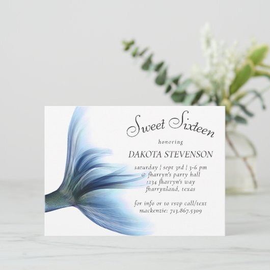 Zeemeermin Glam Tail | Dusty Ice Blue Luster Verja Kaart (Staand voorkant)