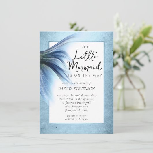 Zeemeermin Glam Tail | Stoffige Ice Blue Luster Do Kaart (Staand voorkant)