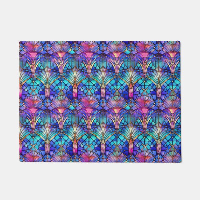 Zeemeermin Glas in lood Deurmat (Voorkant)