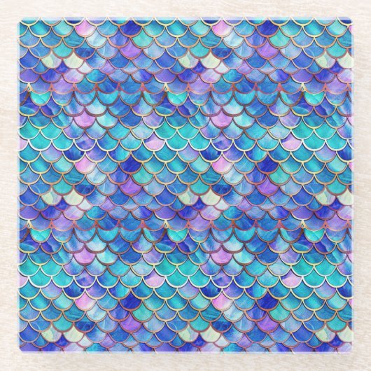 Zeemeermin Glas in lood Glazen Onderzetter (Voorkant)