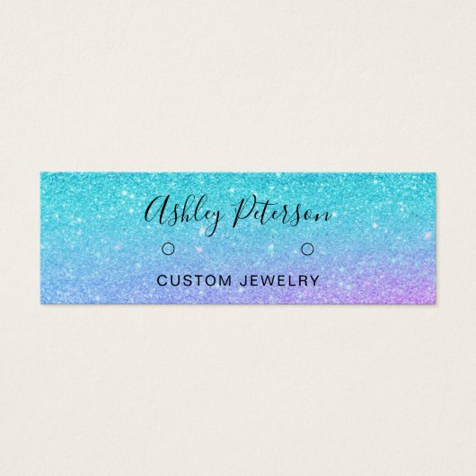 zeemeermin glitter blue paarse stuks oorscherm mini visitekaartjes (Voorkant)