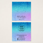 zeemeermin glitter blue paarse stuks oorscherm vierkante visitekaartjes (Voorkant /achterkant)