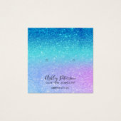 zeemeermin glitter blue paarse stuks oorscherm vierkante visitekaartjes (Voorkant)