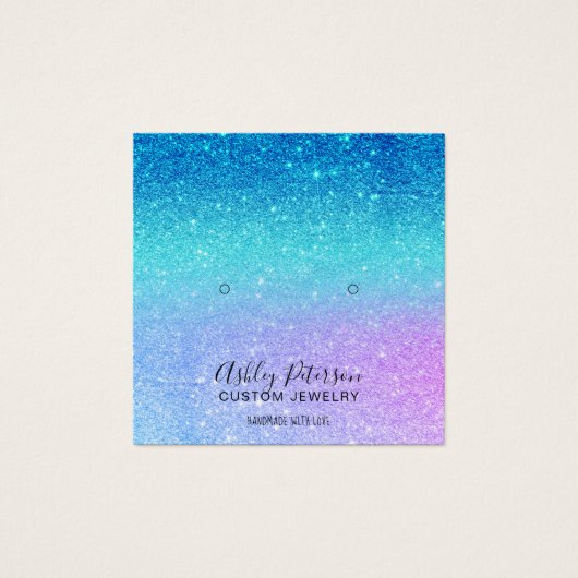 zeemeermin glitter blue paarse stuks oorscherm vierkante visitekaartjes (Voorkant)