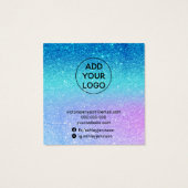 zeemeermin glitter blue paarse stuks oorscherm vierkante visitekaartjes (Achterkant)