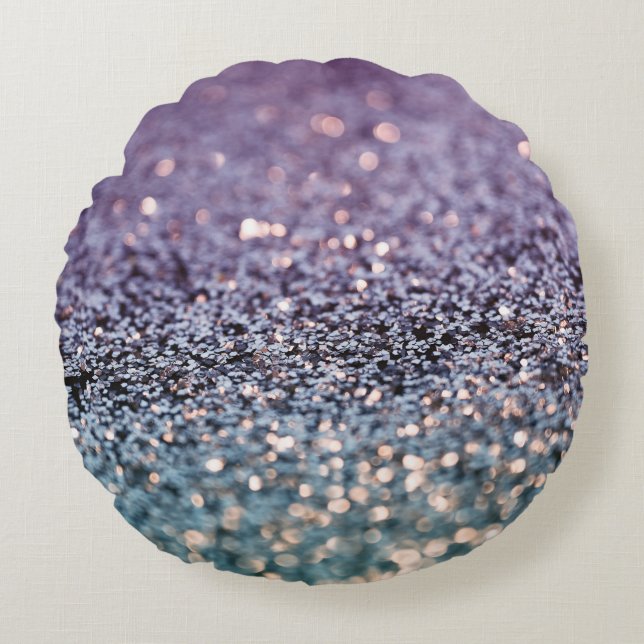 Zeemeermin Glitter Bokeh Glam 2 Rond Kussen (Voorkant)