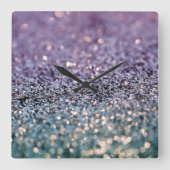 Zeemeermin Glitter Bokeh Glam 2 Vierkante Klok (Voorkant)