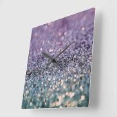 Zeemeermin Glitter Bokeh Glam 2 Vierkante Klok (Hoek)