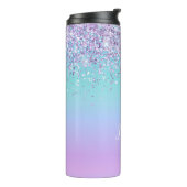 Zeemeermin Glitter Gepersonaliseerde Thermische Be Thermosbeker (Gedraaid links)