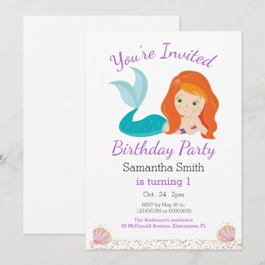 Zeemeermin Glitter Godin Verjaardagsfeest Kaart (Voorkant / Achterkant)