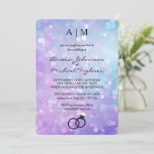 Zeemeermin Glitter Monogram Huwelijksuitnodiging Kaart (Staand voorkant)