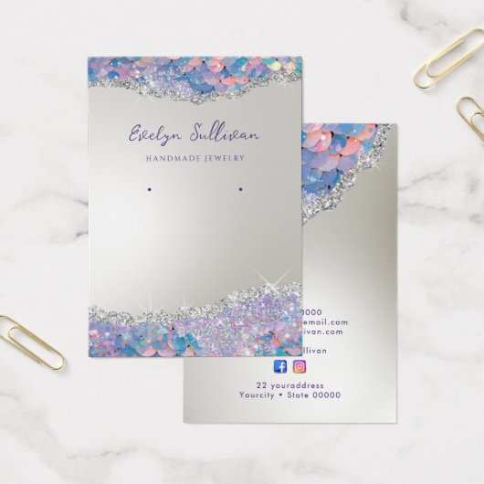 Zeemeermin glitter pailletten sieraden display kaa visitekaartje (Kantoor)