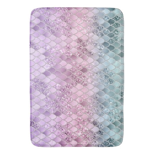 Zeemeermin Glitter Scales #2a (Faux Glitter) #glim Badmat (Voorkant Verticaal)