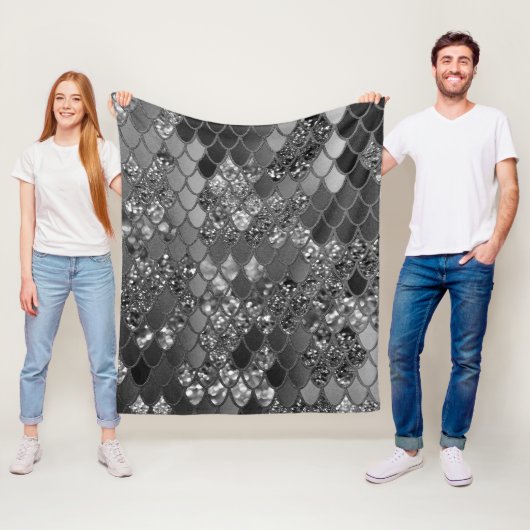 Zeemeermin Glitter Scales #7 (Faux Glitter) #giny Fleece Deken (In situ)