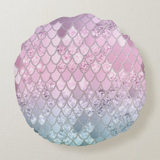 Zeemeermin Glitter Schubben #2 Rond Kussen (Achterkant)
