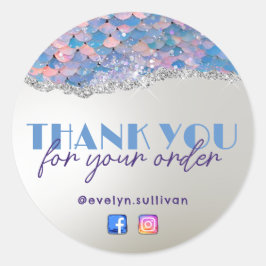 Zeemeermin glitter sequin dank u sticker