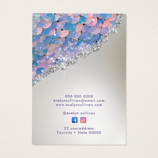 Zeemeermin glitter sequin ketting display kaart (Achterkant)