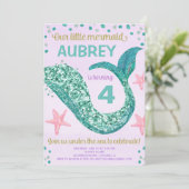 Zeemeermin glitter staart roze paarse blauwgroen v kaart (Staand voorkant)