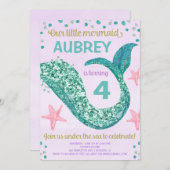 Zeemeermin glitter staart roze paarse blauwgroen v kaart (Voorkant / Achterkant)