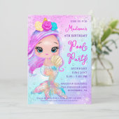 Zeemeermin Glitter Zwembad Party Verjaardag Kaart (Staand voorkant)