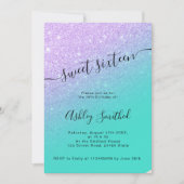 Zeemeermin glitters turquoise ombre chic sweet 16 kaart (Voorkant)