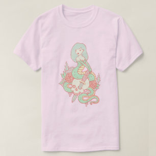 Zeemeermin Goth Snaken & Schedel T-Shirt   Kawaii 