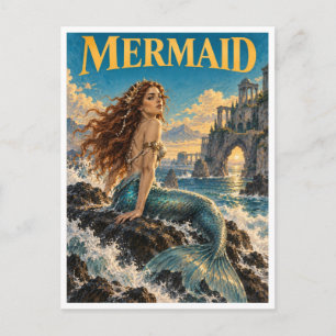 Zeemeermin, Gotisch Fantasie Monster Briefkaart