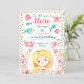 Zeemeermin Goud Confetti Zee Meisje Verjaardagsfee Kaart (Staand voorkant)