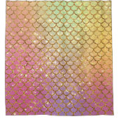 Zeemeermin gouden roze groen douchegordijn (Voorkant)