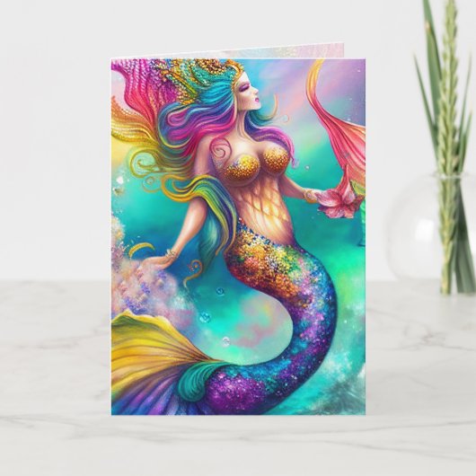 Zeemeermin Grafische Kunst Kaart (Voorkant)